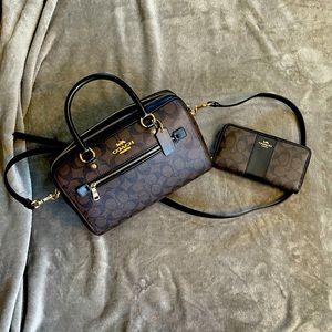 Coach Black/Brown Satchel and wallet